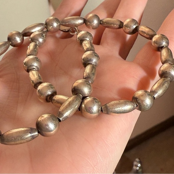 Vintage Rising Sun Navajo Sterling Silver Pearls Southwestern Choker Necklace - Picture 16 of 17